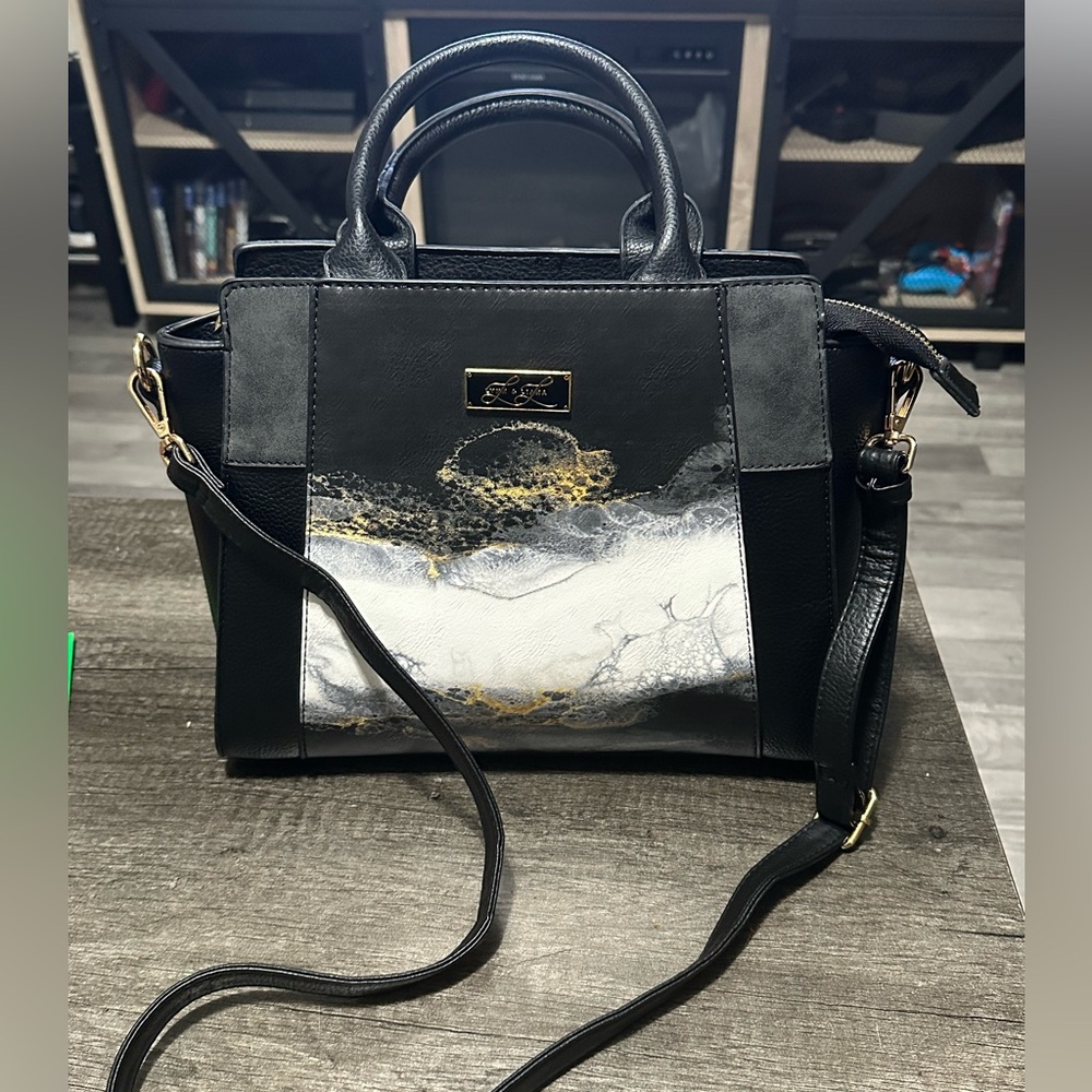 Lynn & Liana Marble Vegan Leather Handbag